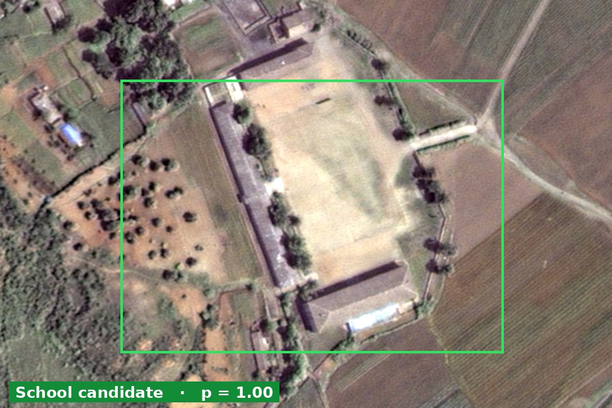 Domain-Adaptive Satellite AI for Child-Center Site Prioritization